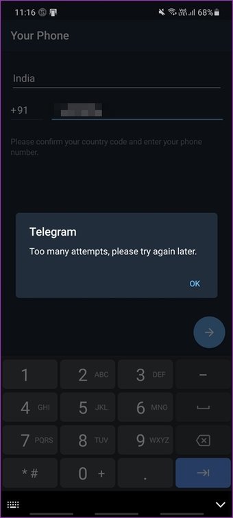 Arreglar Telegram no enviará el error de código 6