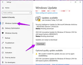 Descarga de Windows Update
