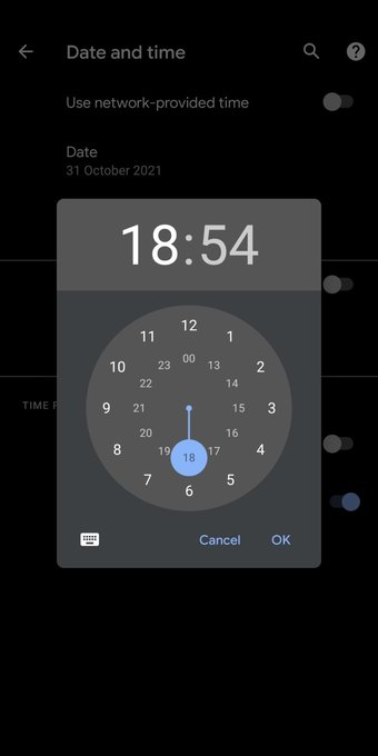 Configurar la hora manualmente en Android