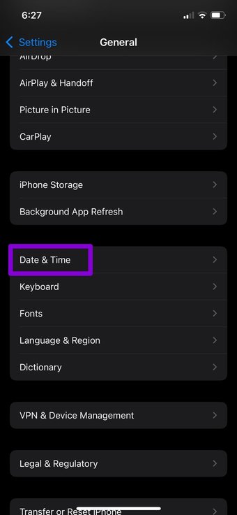 Configuración de fecha y hora en i Phone
