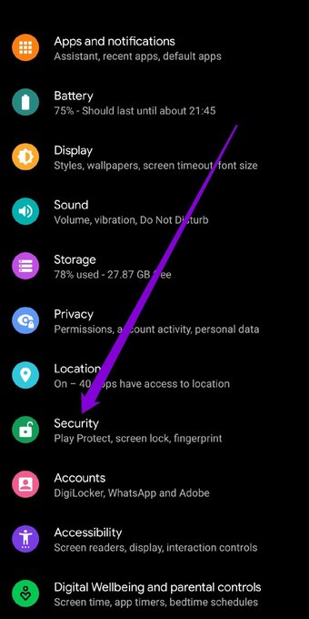 Configuración de seguridad en Android