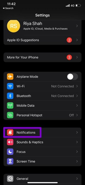 Configuración de notificaciones en i Phone